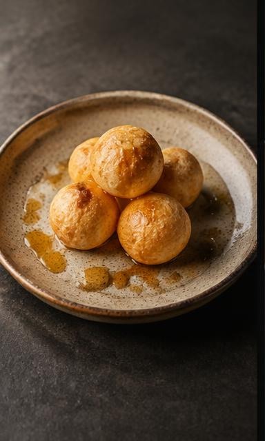 Pão de queijo de cura — prato conceitual usado no projeto demonstrativo Dine 3D